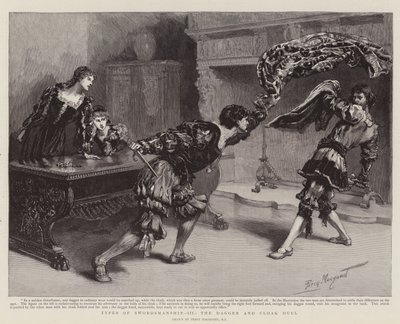 Tipos de esgrima, III, el duelo de daga y capa de Percy Macquoid